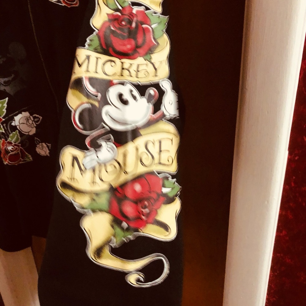 Walt Disney Mickey Mouse tattoo Black Hoodie bling thick black XL new never worn - Picture 4 of 6